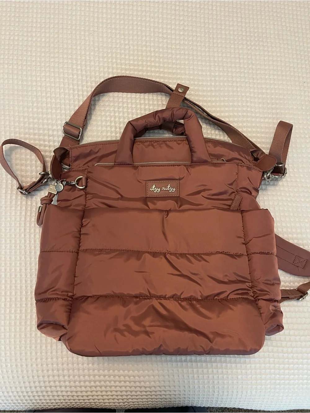 Itzy Ritzy ROSEWOOD MAUVE Quilted Puffer Dream Convertible Diaper Bag